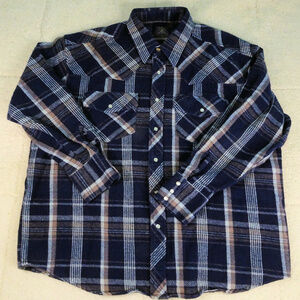 Salmon River Traders Blue Flannel Pearl Snap XL